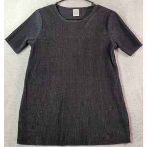 Cuddl Duds Blouse‎ Top Womens Small Black 100% Polyester Short Sleeve Round Neck